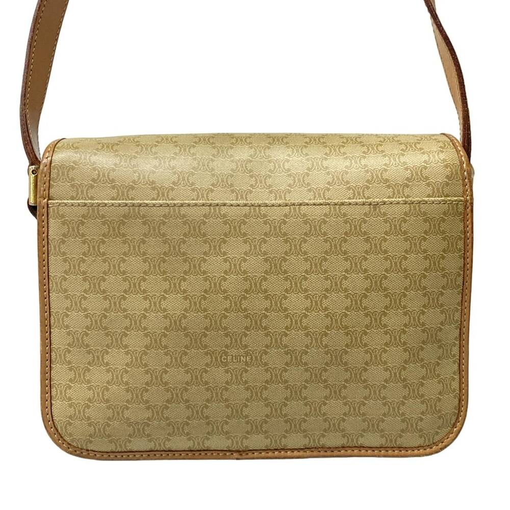 Celine Circle Logo/Macadam Shoulder Bag Khaki Cream Light Brown PVC Leather - Picture 3 of 11
